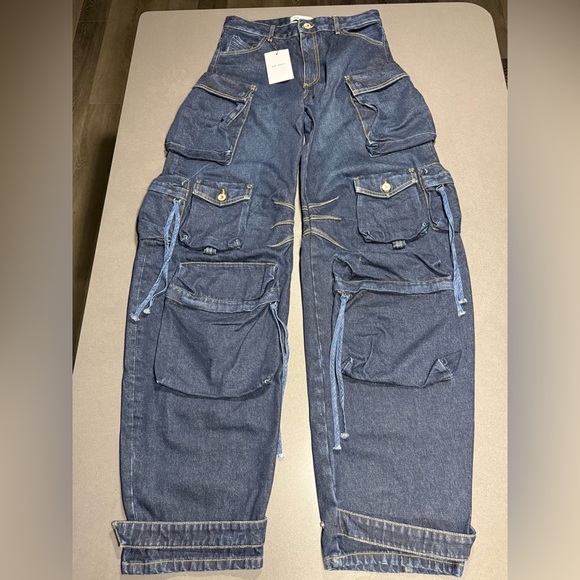 The Attico Fern Dark Blue Denim Long Pants Size 27 - Picture 2 of 13